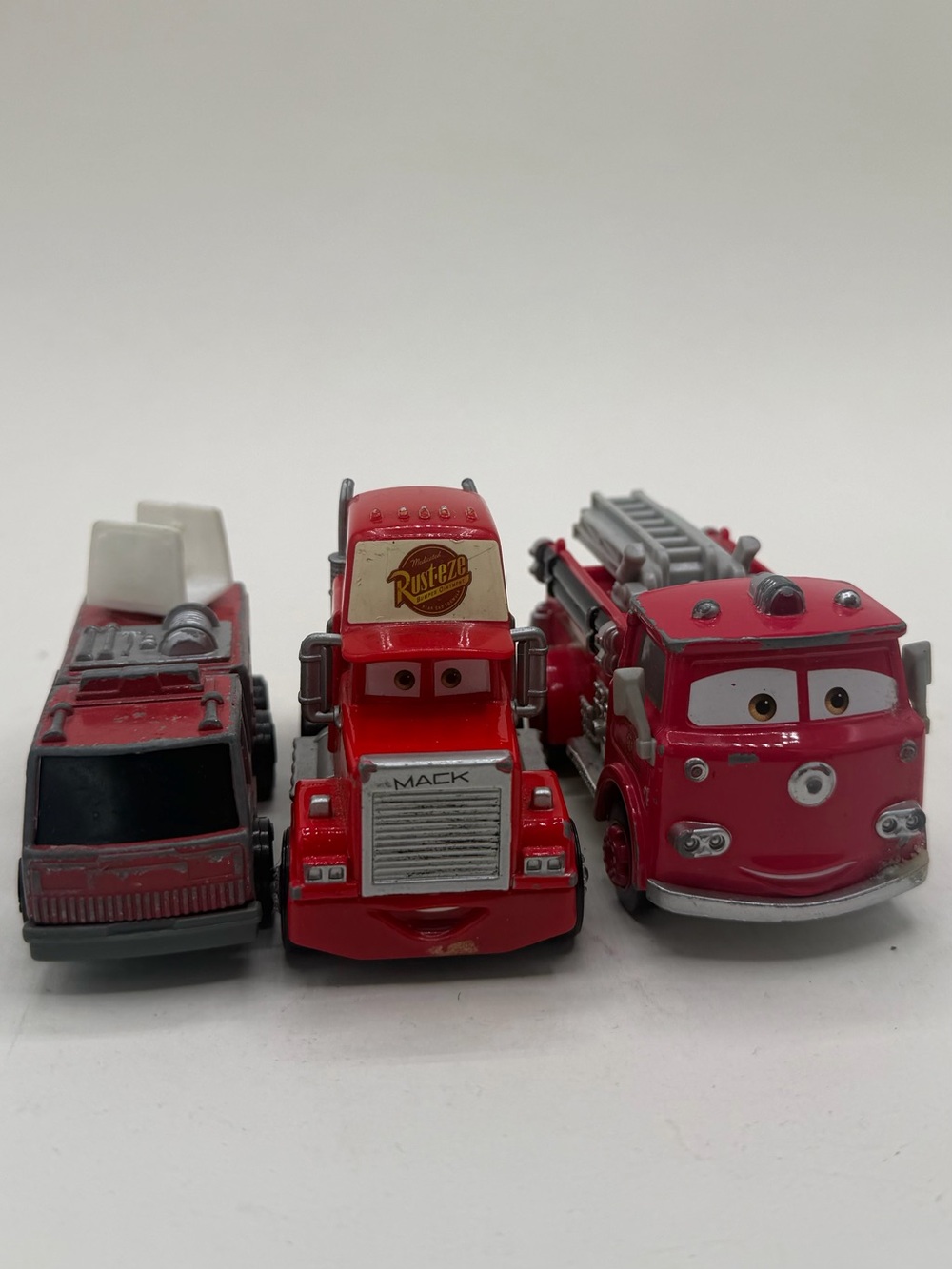 Disney Cars Mack Truck, Fire Truck Action Drivers, & 1992 TONKA Steel Fire Truck